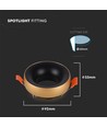 GU10 inbouwspot - Rond, gouden rand, zwarte reflector, IP20, aluminium, zaagmaat: Ø60mm, zonder lichtbron