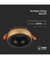 GU10 inbouwspot - Rond, gouden rand, zwarte reflector, IP20, aluminium, zaagmaat: Ø60mm, zonder lichtbron