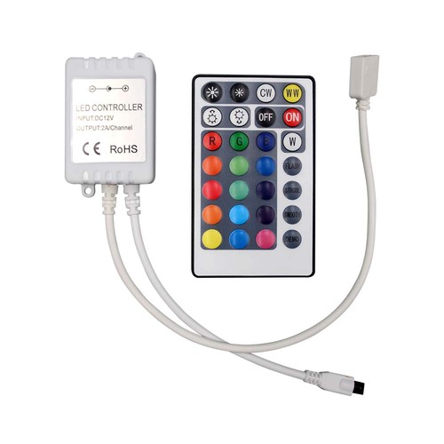 RGB+CCT controller met afstandsbediening - 12V/24V, 28 knoppen, 10A, voor LED strips