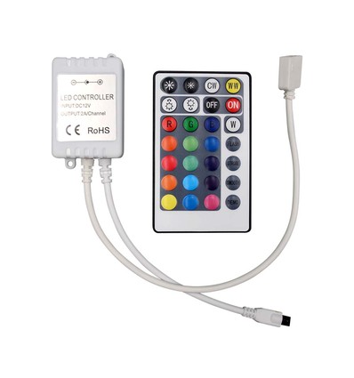 RGB+CCT controller met afstandsbediening - 12V/24V, 28 knoppen, 10A, voor LED strips