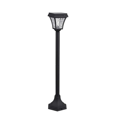 2W LED solar tuinlamp met spies - Zwart, 3-in-1 CCT, bewegingssensor, IP65, hoogte 93cm, aluminium