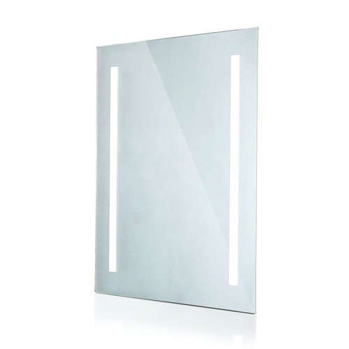 35W LED spiegel met verlichting, 70x50cm - Rechthoekig, chroom finish, 6400K, witte rand