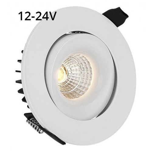 6W Ø9cm inbouwspot dimbaar RA90 - 12-24V, gat: Ø7,5 cm, afmetingen: Ø9 cm, witte rand