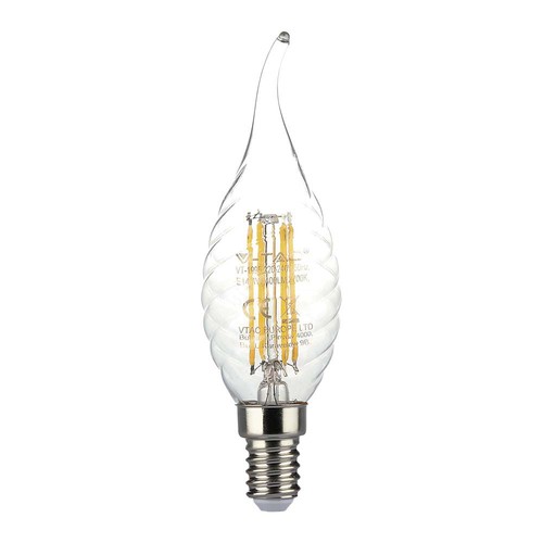 E14 4W LED filament kaarslamp met tip - 3000K, warm wit, vervangt 35W