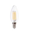 E14 4W LED kaarslamp filament - 400lm, 6500K, helder glas, 300° stralingshoek