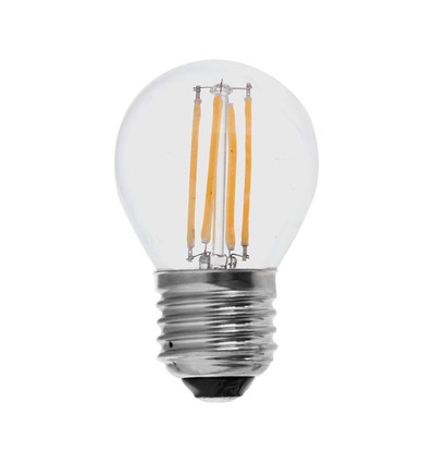 E27 4W LED kogellamp - G45, filament, 400lm, 6500K, koud wit