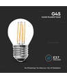 E27 4W LED kogellamp - G45, filament, 400lm, 6500K, koud wit