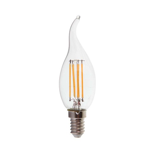 E14 4W LED filament kaarslamp met tip - 400lm, 4000K, koud wit