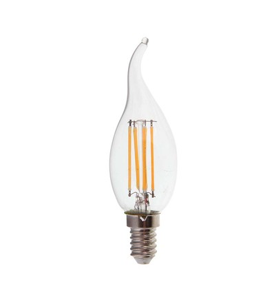 E14 4W LED filament kaarslamp met tip - 400lm, 4000K, koud wit