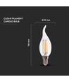 E14 4W LED kaarslamp met tip - Filament, 400lm, 6500K, Samsung LED chip