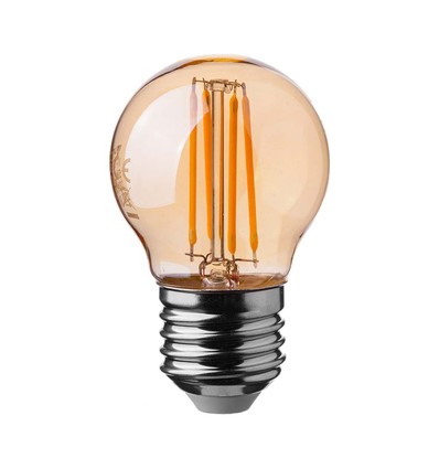 E27 4W LED kaarslamp - G45, filament, 2200K, amberkleurig