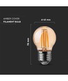 E27 4W LED kaarslamp - G45, filament, 2200K, amberkleurig