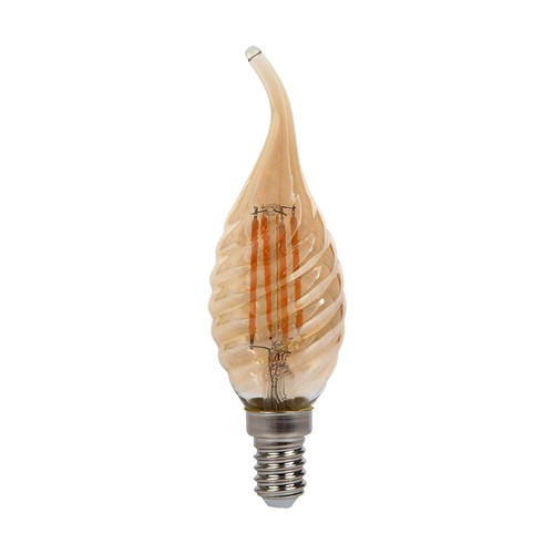 E14 4W Filament LED kogellamp - Candle tip, amber glas, 2200K, Ø3,5cm