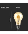 E27 10W LED filament lamp - A67, Amber glas, 2200K, 950lm