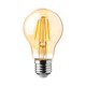 E27 12W LED-lamp - A60, filament, amberkleurig glas, extra warm 2200K
