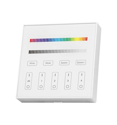 4 Zone RGB+W WiFi wandpaneel afstandsbediening, 3V - 86x86mm, wit, 4 zones, dimbaar, RF 2.4GHz
