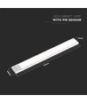 40cm 2W LED kastverlichting met PIR sensor, 5V - Zilver, 2200mA batterij, IP20, 4000K