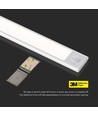 40cm 2W LED kastverlichting met PIR sensor, 5V - Zilver, 2200mA batterij, IP20, 4000K