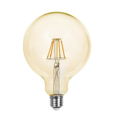 E27 12W G125 LED filament lamp - Amber glas, 2200K, 1350lm, 300° stralingshoek