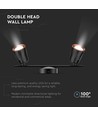 12W dubbele LED wandlamp, zwart - 1080lm, 4000K, IP20, verstelbare koppen