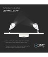 9W dubbele LED wandlamp - 3000K, wit