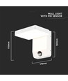 17W witte vierkante wandlamp met sensor - 2580lm, IP65, 3000K, PIR sensor