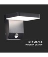 17W LED wandlamp met sensor, vierkant - IP65, zwart, 2580lm, 3000K, PIR sensor