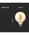 E27 6W dimbare LED spiral filament lamp - G125, Amber glas, 1800K, 300° lichtspreiding