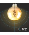 E27 6W dimbare LED spiral filament lamp - G125, Amber glas, 1800K, 300° lichtspreiding
