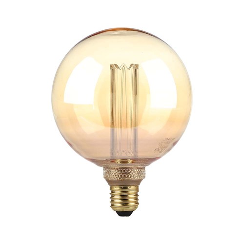 E27 4W G125 Art Filament LED lamp - Amber glas, 1800K, lasergravures, warm wit filament