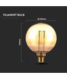 E27 4W G125 Art Filament LED lamp - Amber glas, 1800K, lasergravures, warm wit filament