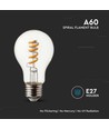 E27 4W LED spiral filament lamp - GLS, helder glas, 300lm, warm wit, vervangt 28W