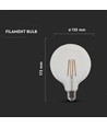 E27 12W G125 LED filament lamp - 1521lm, helder glas, 4000K