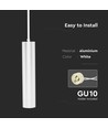 GU10 pendel spotlight, wit - Ø6x30cm, aluminium, zonder lichtbron, IP20 binnen