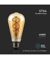 E27 4,8W dimbare LED filament lamp - ST64, Amber glas, 1800K, Vintage licht