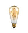 E27 5W ST64 long filament LED lamp - Amber glas, 1800K, 300lm, 300° stralingshoek