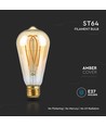 E27 5W ST64 long filament LED lamp - Amber glas, 1800K, 300lm, 300° stralingshoek