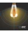 E27 5W ST64 long filament LED lamp - Amber glas, 1800K, 300lm, 300° stralingshoek