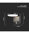 17W ronde wandlamp met sensor - IP65, zwart, 2480lm, 3000K, PIR sensor, buiten, incl. lichtbron