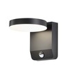 17W LED wandlamp met sensor, rond - IP65, 4000K, zwart, PIR sensor, buiten, 2480lm