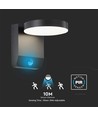 17W LED wandlamp met sensor, rond - IP65, 4000K, zwart, PIR sensor, buiten, 2480lm