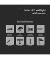 8W LED solar wandlamp met sensor - 950lm, 3000K, IP65, 4000mAh batterij