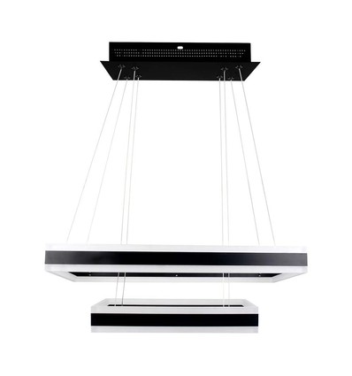 113W LED kroonluchter, dimbaar - 6300lm, 3000K, zwart, Ø60/40cm, 360 graden, Triac dimbaar