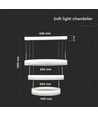 80W LED kroonluchter hanglamp - 3-staps dimbaar, 3000K, wit, 360 graden lichtbundel