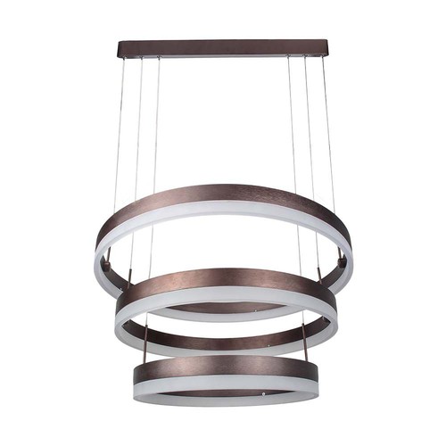 92W LED kroonluchter hanglamp, 3-staps dimbaar - 4550lm, 3000K, koffiebruin aluminium, 360 graden lichtbundel