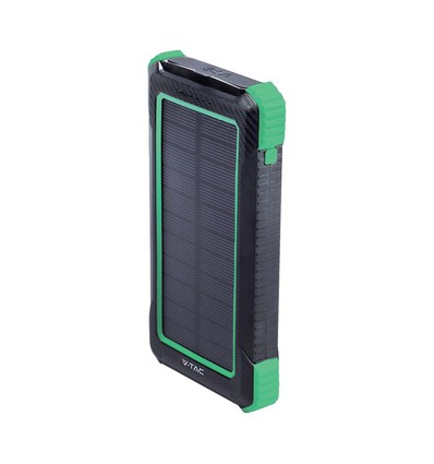 10000mAh Solar Wireless Powerbank, 10W - Zwart, aluminium, opladen via zonne-energie