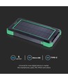 10000mAh Solar Wireless Powerbank, 10W - Zwart, aluminium, opladen via zonne-energie