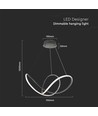 49W LED decoratieve pendellamp, dimbaar - Ø70cm, 5220lm, 3000K, zwarte behuizing, IP20