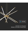 42W LED designer pendellamp, goud - Dimbaar, 12 buizen, 3000K, 85x31x120cm