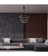 46W LED pendellamp met 3 ringen, dimbaar - 4900lm, 3000K, zwart, modern design